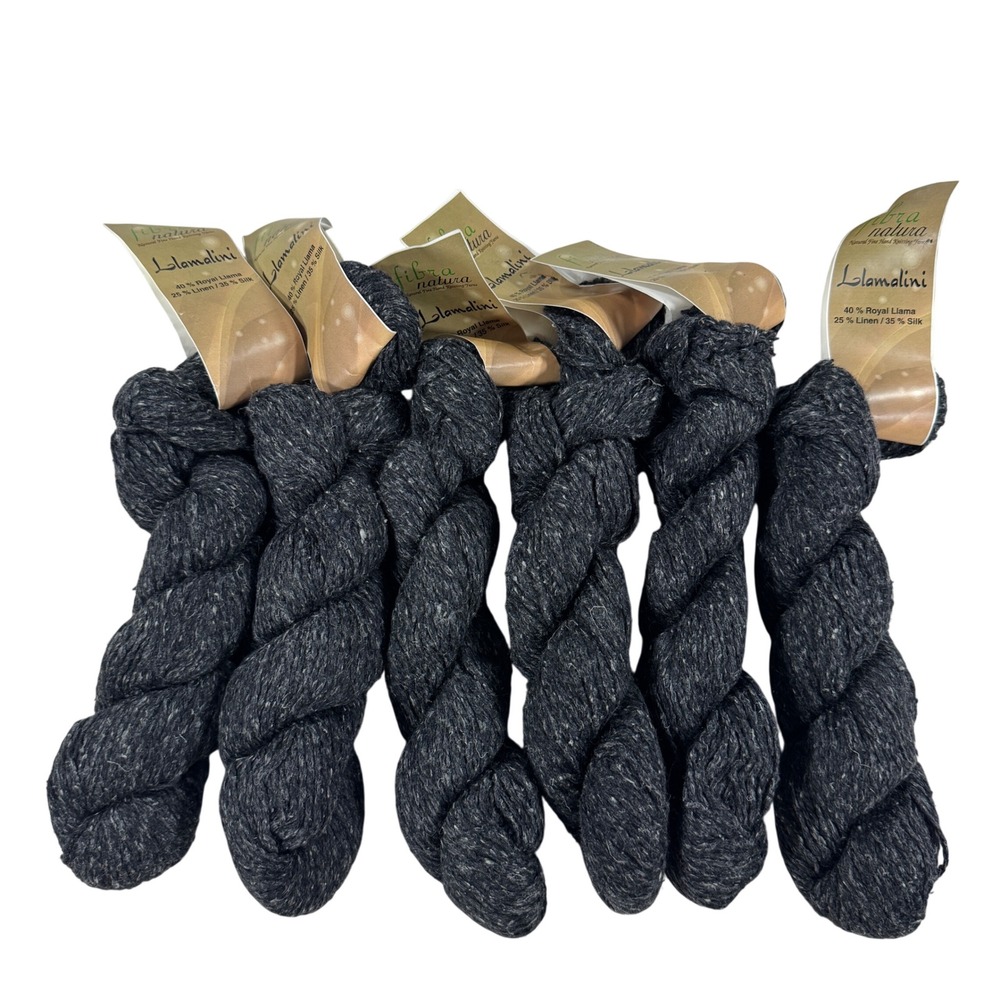 Fibra Natura Llamalini Yarn Charcoal 104 Llama Silk Linen 6 Hanks Worsted 545yds